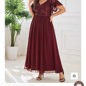 Elegant Burgundy Lace Dress